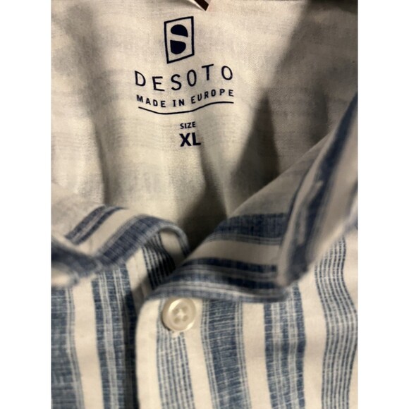 Desoto Made In Europe Long Sleeve Striped Button Shirt XL Designer 100% Cotton - Picture 5 of 8